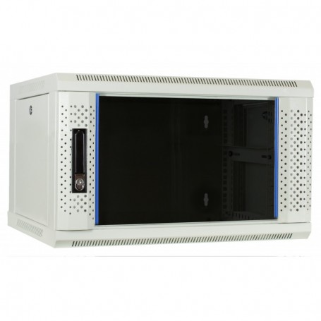 6U Armadio rack 19" da muro porta vetro 600x450x368mm (LxPxH) parete bianco