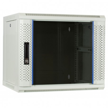 9U Armadio rack 19" da muro porta vetro 600x450x368mm (LxPxH) parete bianco